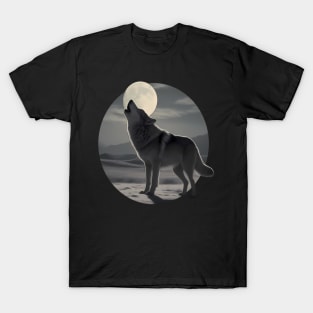 Lone Wolf Under the Full Moon Night T-Shirt